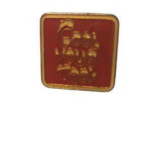 Vintage Hat Lapel Pin Badge Gold & Red Enamel "Cool Your Tool"